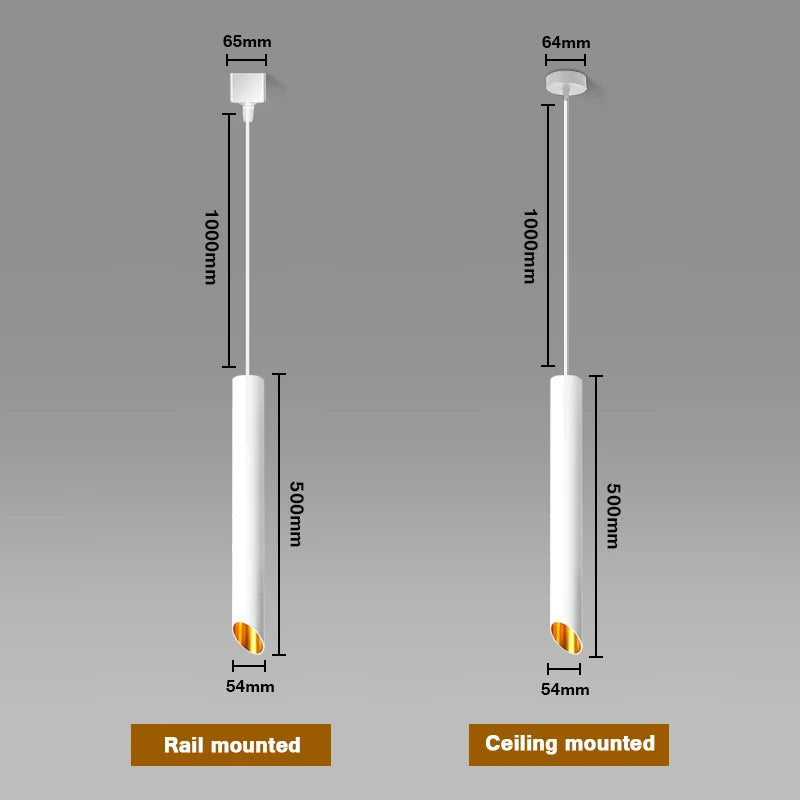 Spot design cylindre biseauté suspensible