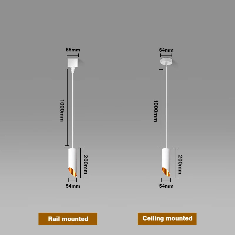 Spot design cylindre biseauté suspensible