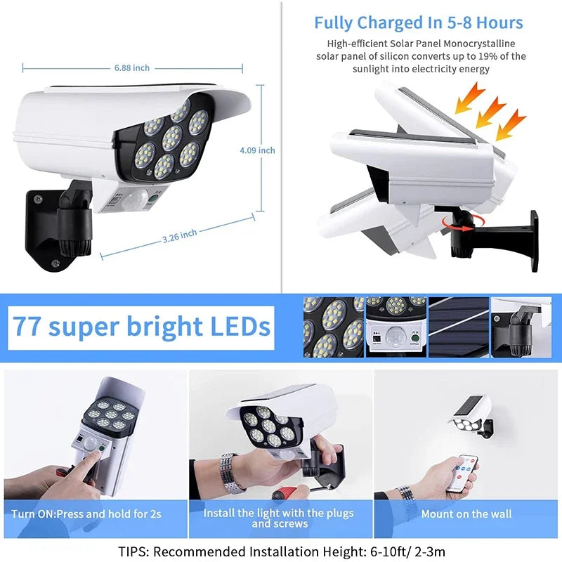 spot facade solaire blanc recharge rapide design caméra surveillance