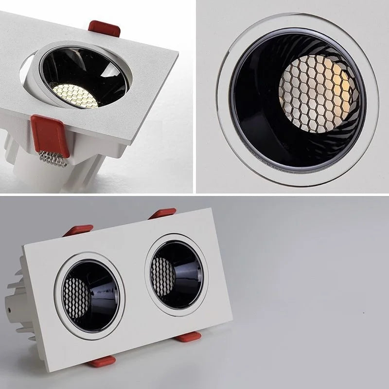Spot encastrable orientable carré 2 têtes
