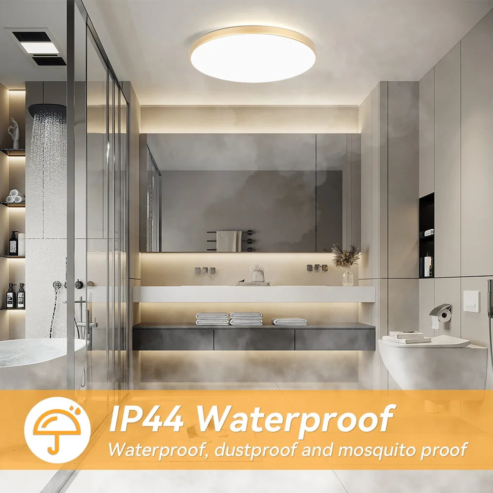 grand spot plafond rond plat IP44 pour salle de bain panneau lumineux pleine surface