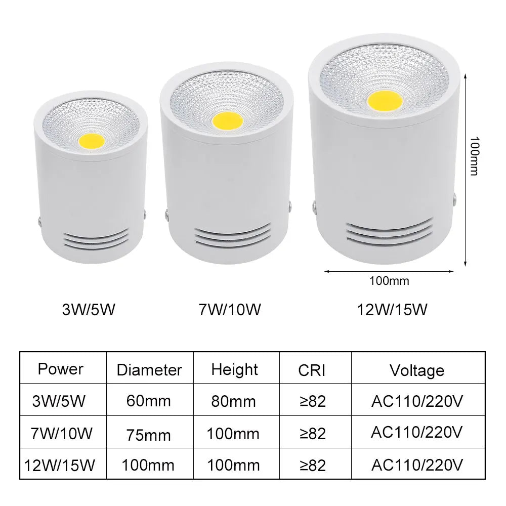 spot LED dimmable non encastrable blanc 3W 7W 10W 12W 15W