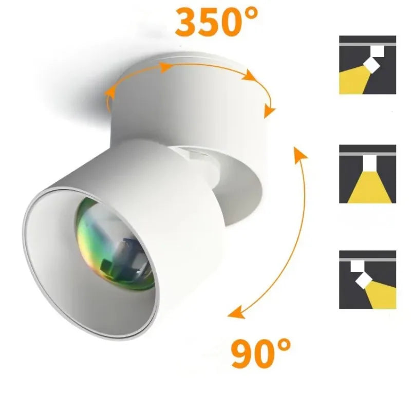 spot led plafond articulé pour orientation 360/90