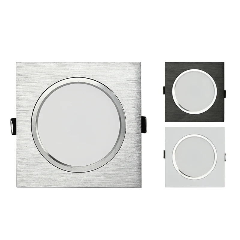 spot LED encastrable plat carré en aluminium brossé