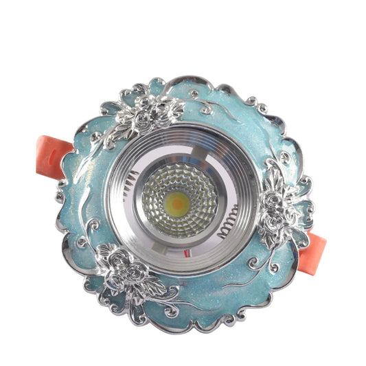 Spot encastrable rococo bleu et argent moulure