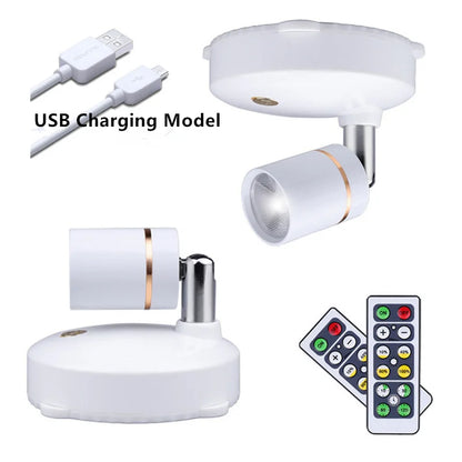 spot blanc orientable  avec socle à fixer sans fil avec télécommande