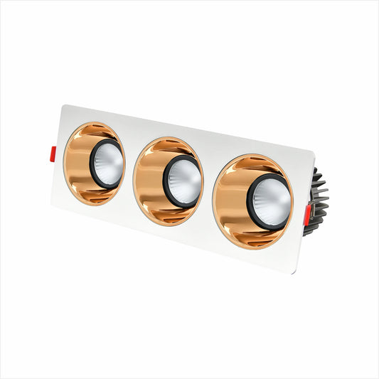 Spot encastrable 3 triple surface externe blanche et interne doré brillante