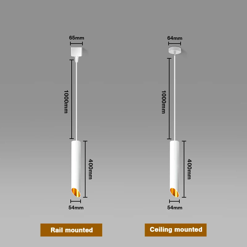 Spot design cylindre biseauté suspensible