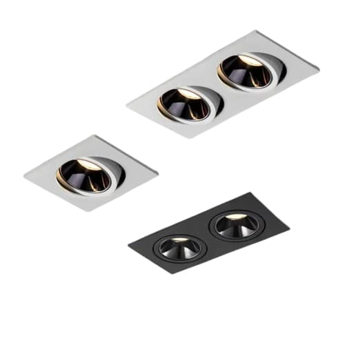 spot carré ou réctangle encastrable orientable surface interne noire