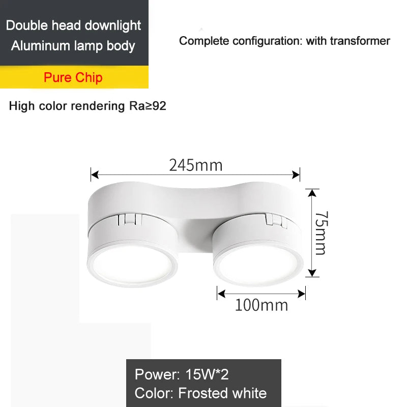 Spot plafonnier led double orientable 220°