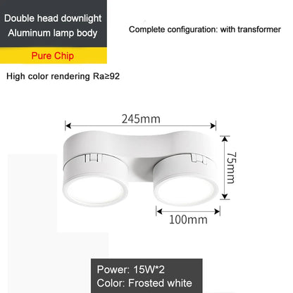Spot plafonnier led double orientable 220°