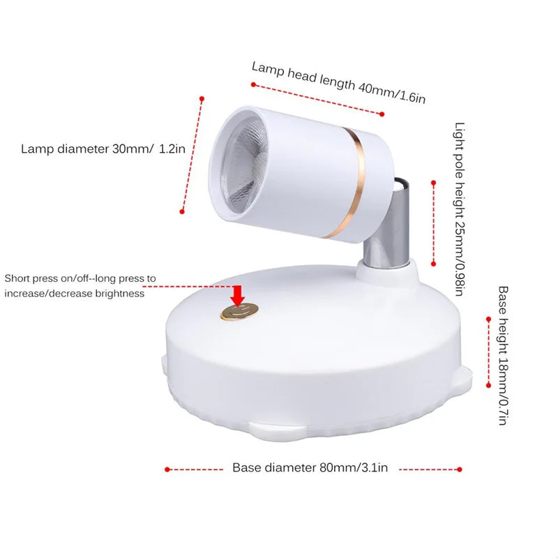 spot orientable à piles avec socle à fixer sans fil avec télécommande