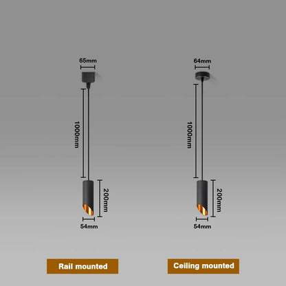 Spot design cylindre biseauté suspensible