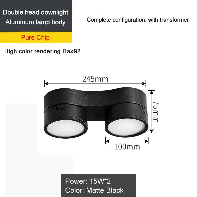 Spot plafonnier led double orientable 220°