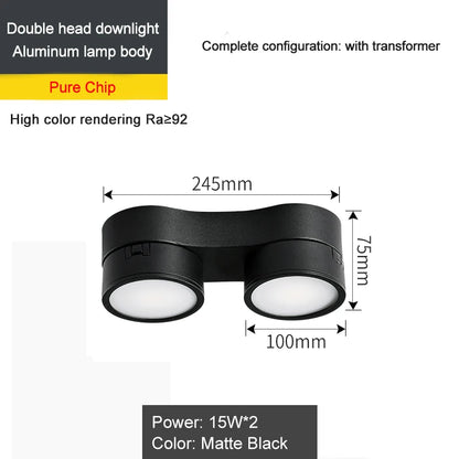 Spot plafonnier led double orientable 220°