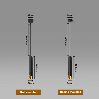 Spot design cylindre biseauté suspensible