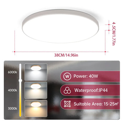 Spot plafonnier LED ultra fin IP44  220V – 18W/30W/40W