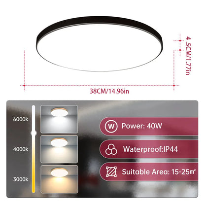 Spot plafonnier LED ultra fin IP44  220V – 18W/30W/40W