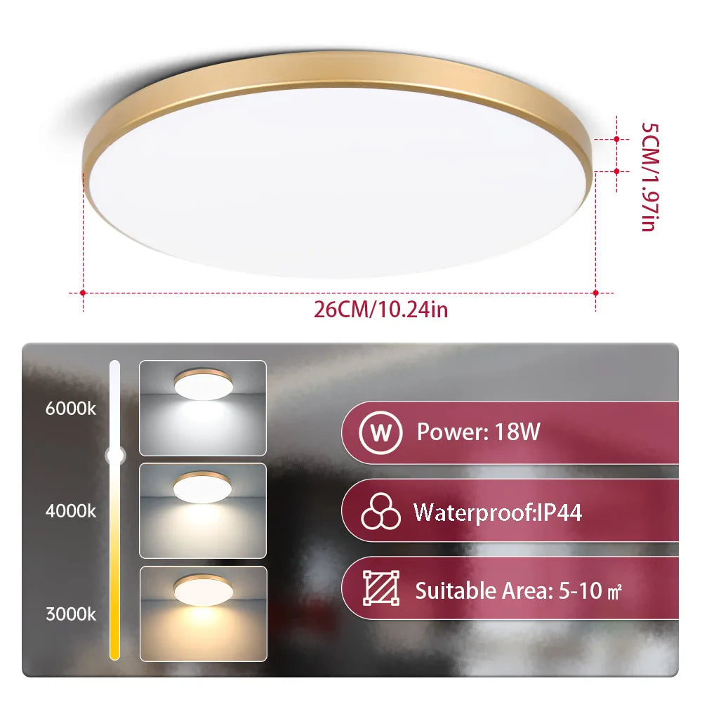 Spot plafonnier LED ultra fin IP44  220V – 18W/30W/40W