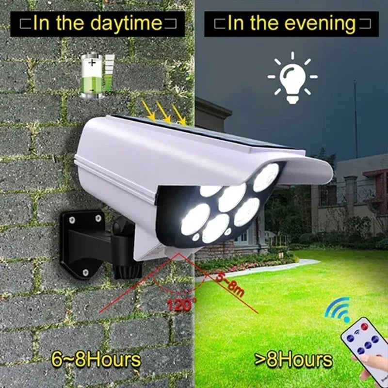 spot façade blanc 7 led puissante controle par télécommande recharge solaire