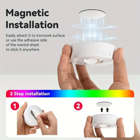 spot intensité variable plat RGB fixation magnétique controlé par télécommande