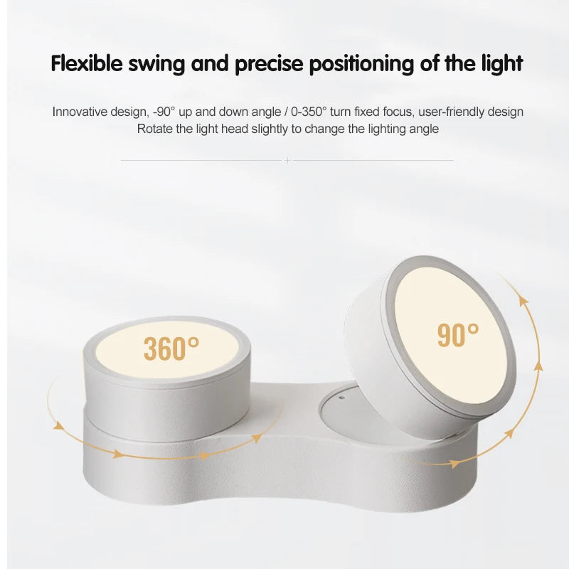 Spot plafonnier led double orientable 220°