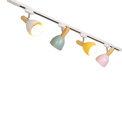 Spot sur rail blanc scandinave abat jour cloche de couleur orientable