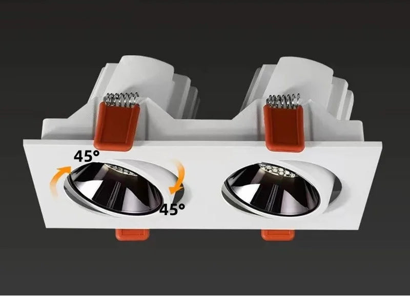 bloc de Spot encastrable orientable carré par 2