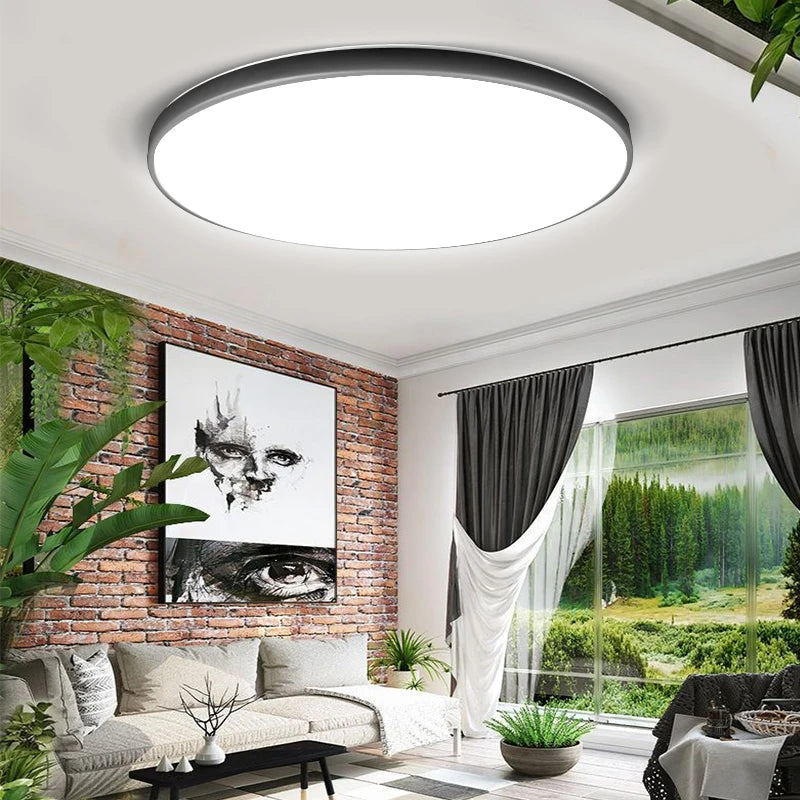 grand spot plafond rond plat contour gris pour salle de bain panneau lumineux pleine surface