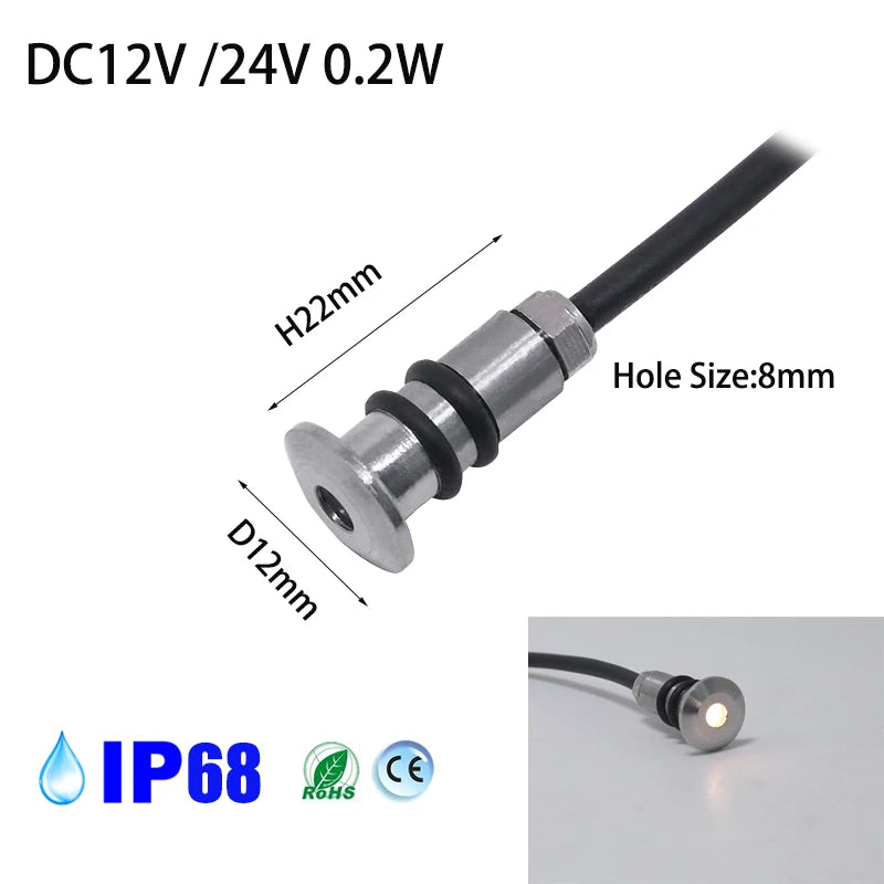 minispot led 12mm etanchesur cable