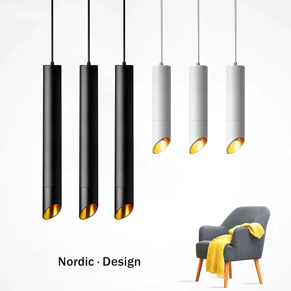 spot design tube long suspendu
