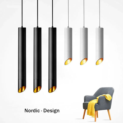 spot design tube long suspendu