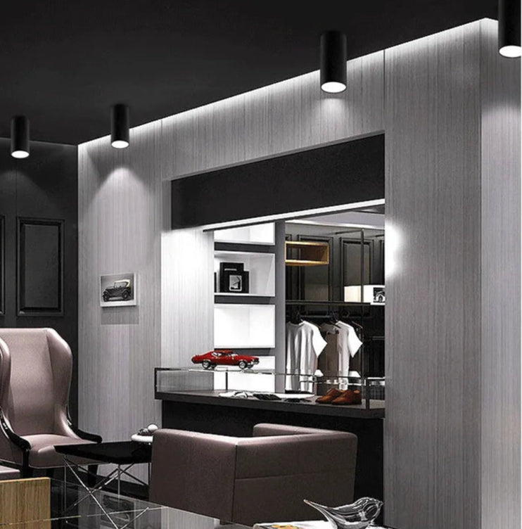 spot led cylindre noir chambre